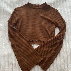 SHEIN bell sleeve long sleeve cropped shirt